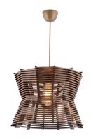 Mennyezeti lámpa, fa és bambusz utánzat búrával, állítható kábellel, barna - AQUITAINE - Butopêa